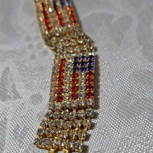 7 in. Vintage 4th of July Patriotic Flag Rhinestone